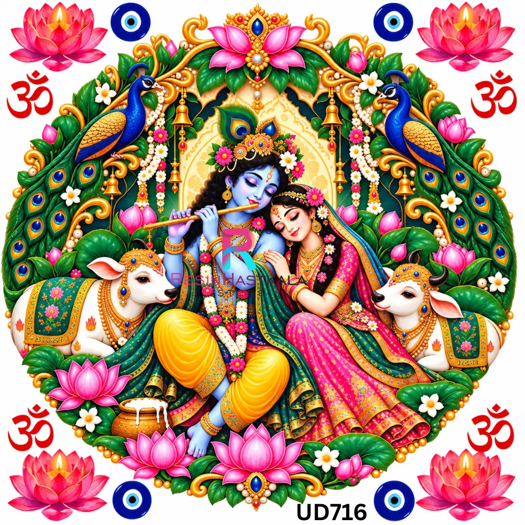 Krishnaji UV DTF Sticker for Round Mould / Thali Pooja Diwali | UD716