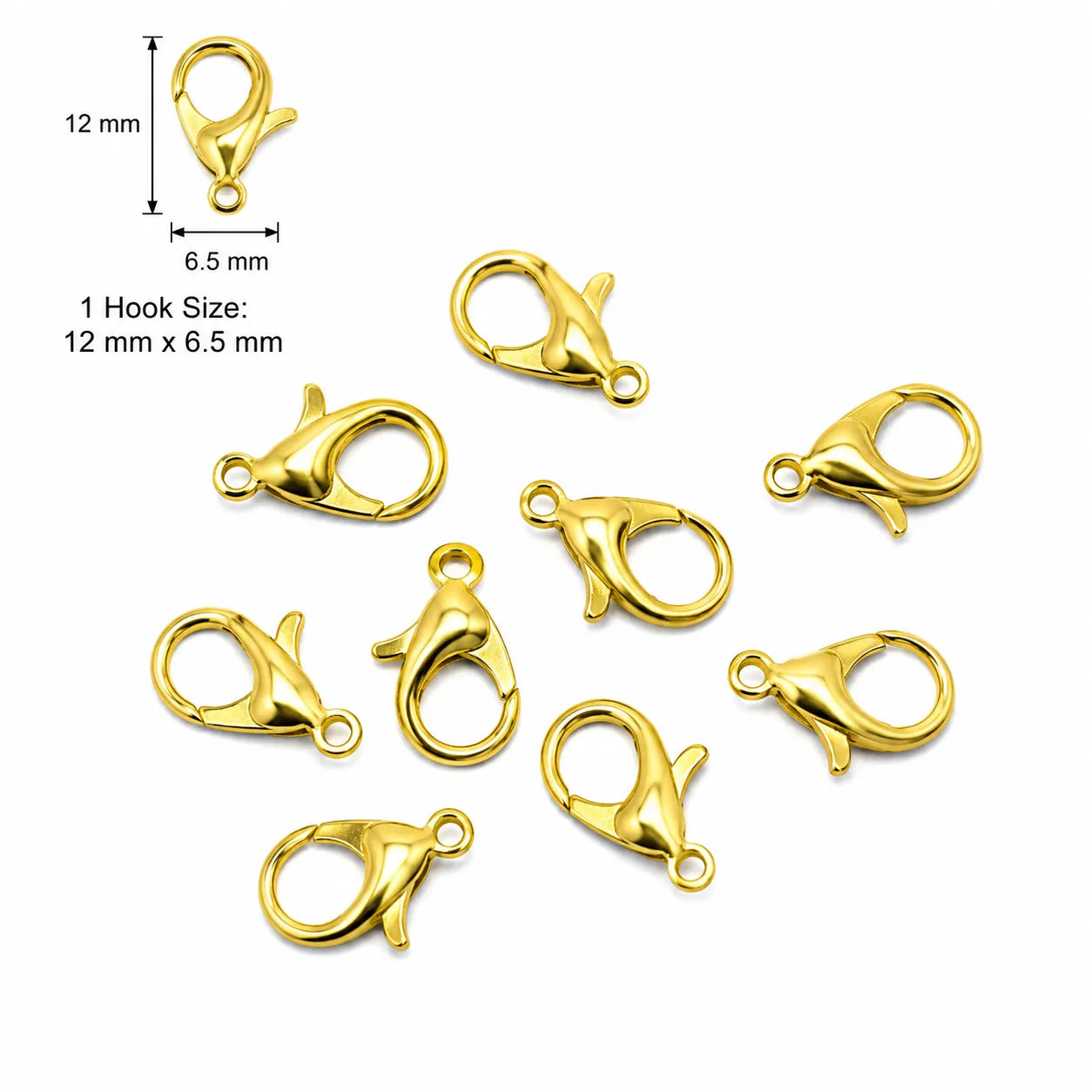 Lobster Hook / Clasp (10 Pieces) (12 × 6.5 mm)