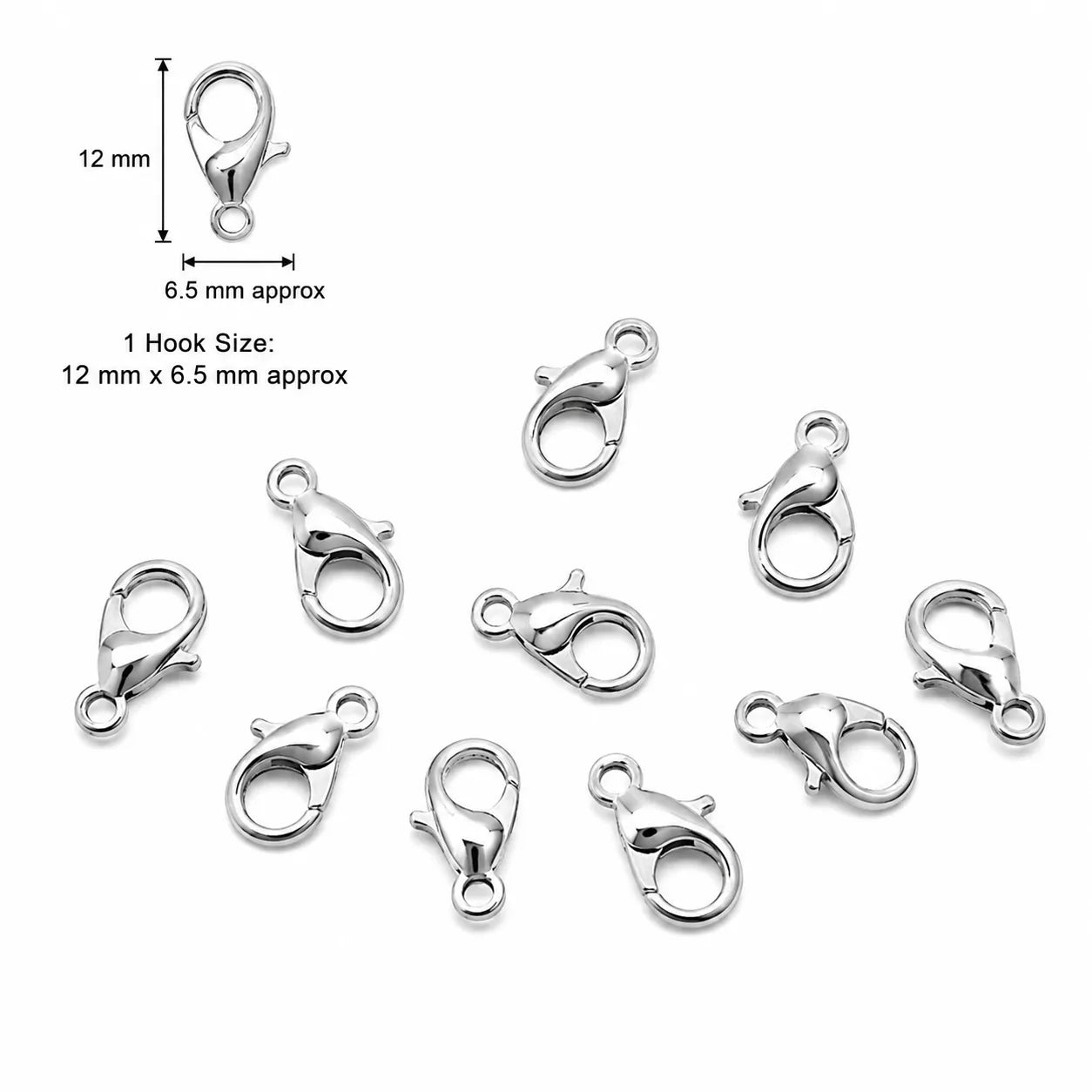 Lobster Hook / Clasp (10 Pieces) (12 × 6.5 mm)