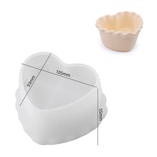 Love Wave Lace Heart Candle Cup Mould