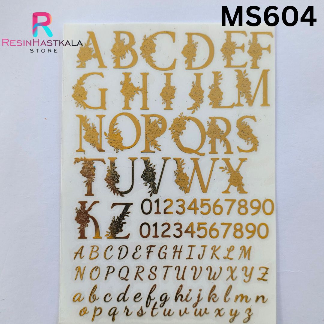 A6 Size Alphabet Metalic Sticker Sheet (MS604)