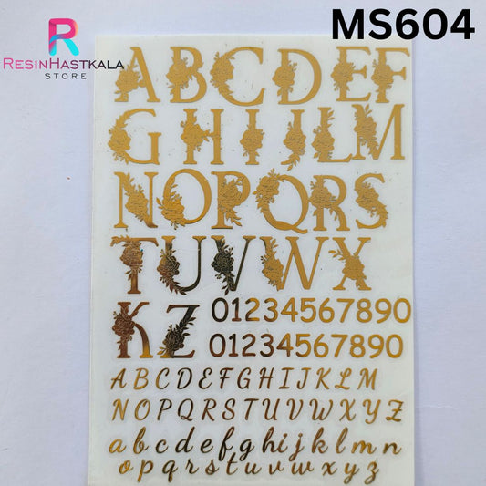 A6 Size Alphabet Metalic Sticker Sheet (MS604)