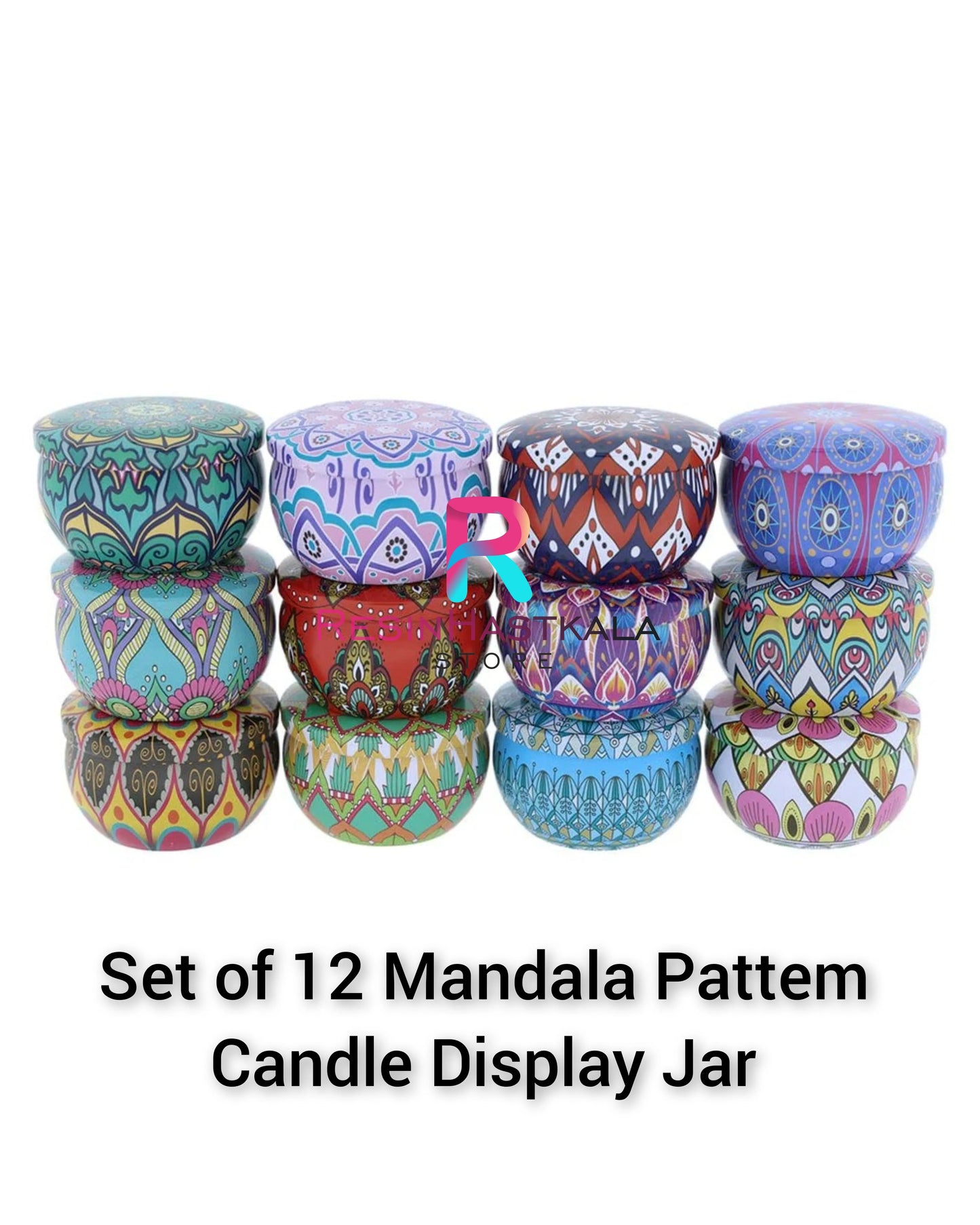 Mandala Design Candle Display Jar – Pack of 12