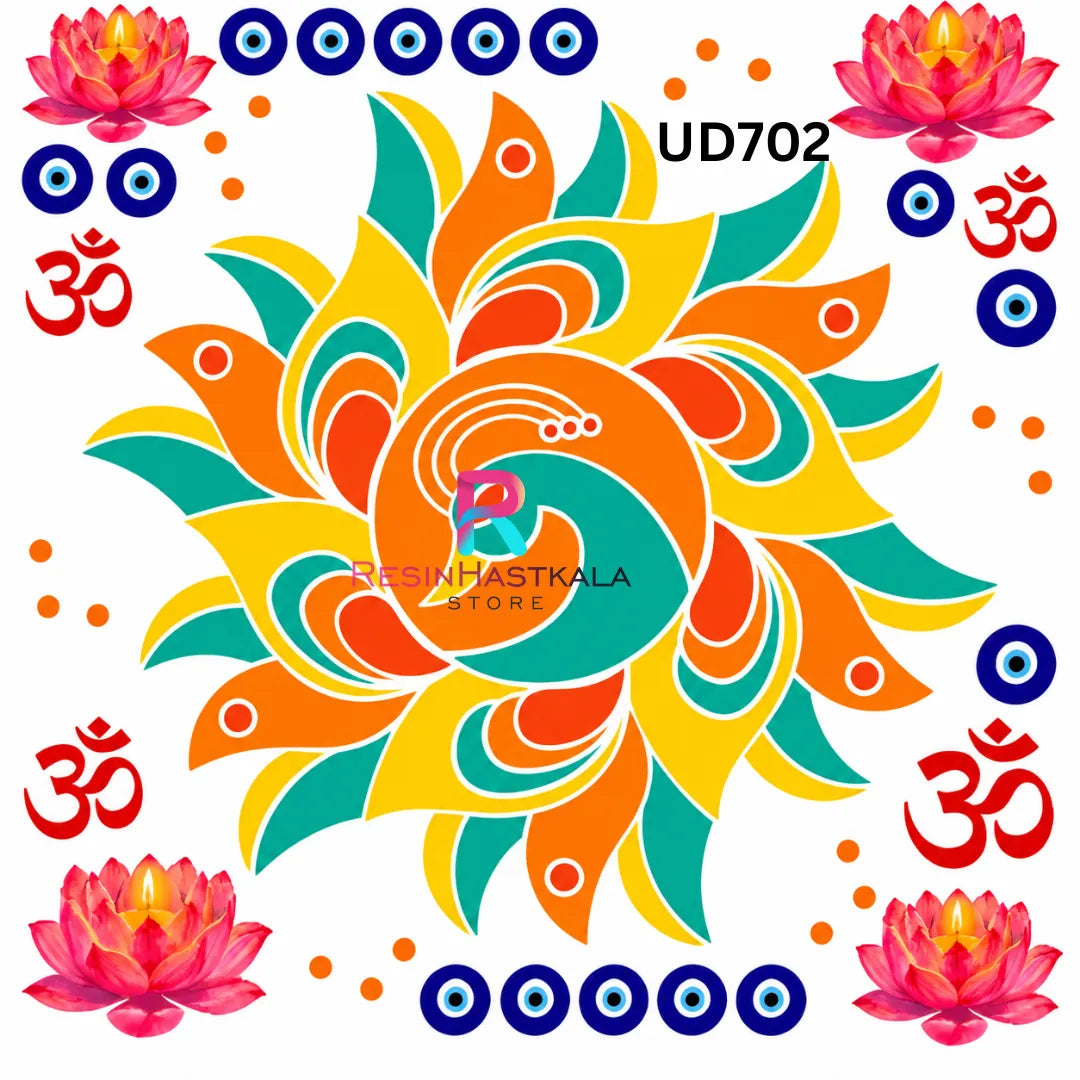 Mandala Design UV DTF Sticker for Round Mould / Thali Pooja Diwali | UD702