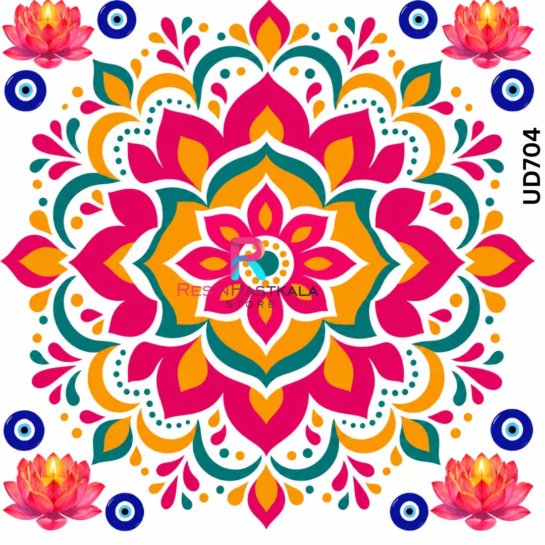 Mandala Design UV DTF Sticker for Round Mould / Thali Pooja Diwali | UD704