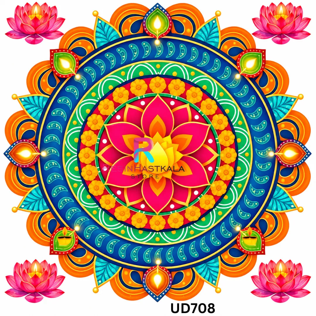 Mandala Design UV DTF Sticker for Round Mould / Thali Pooja Diwali | UD708