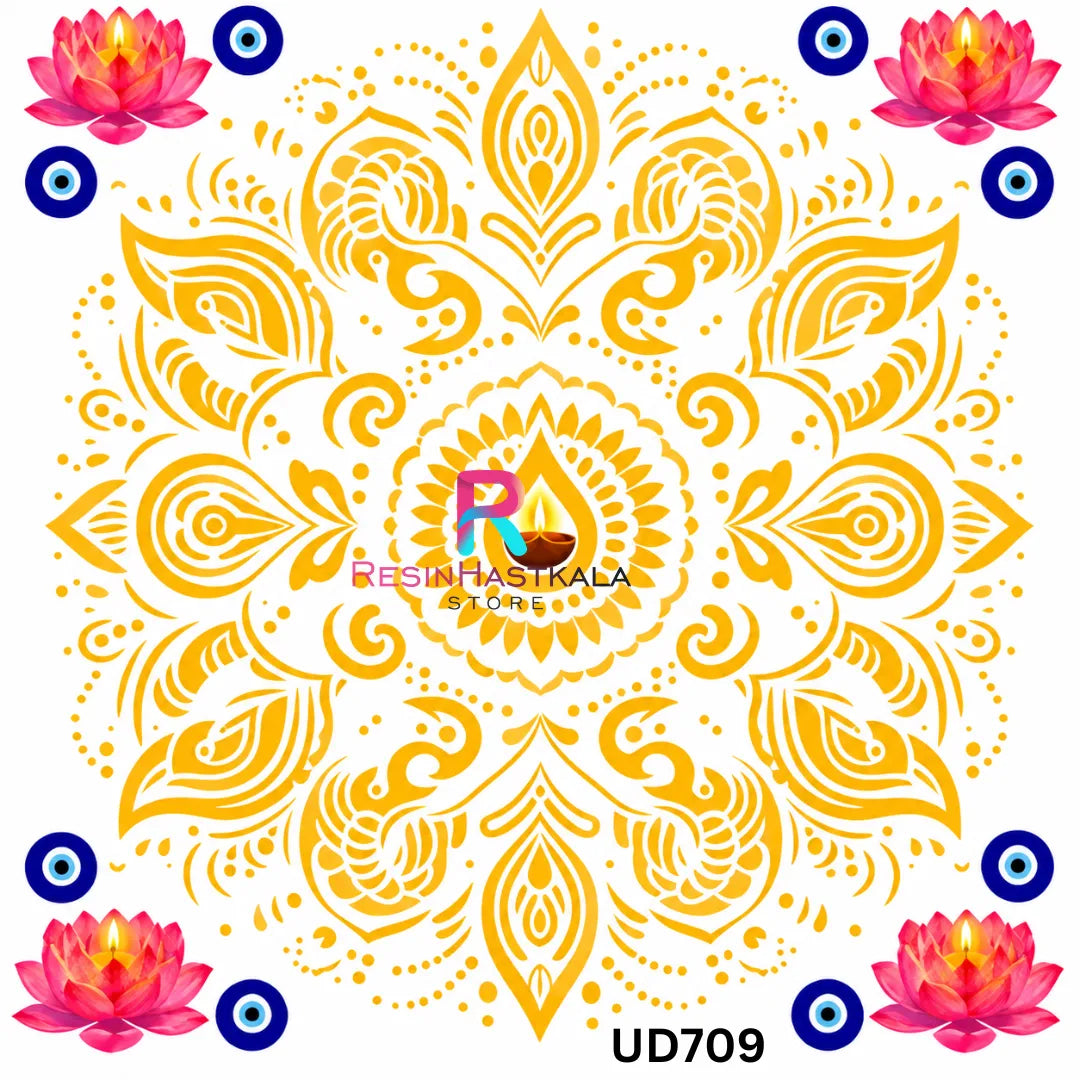 Mandala Design UV DTF Sticker for Round Mould / Thali Pooja Diwali | UD709