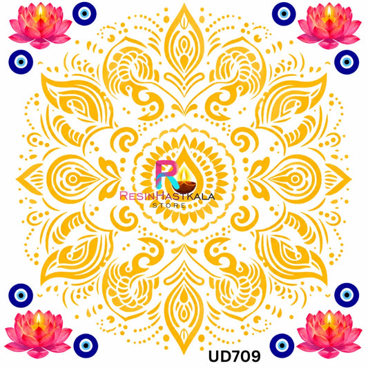 Mandala Design UV DTF Sticker for Round Mould / Thali Pooja Diwali | UD709
