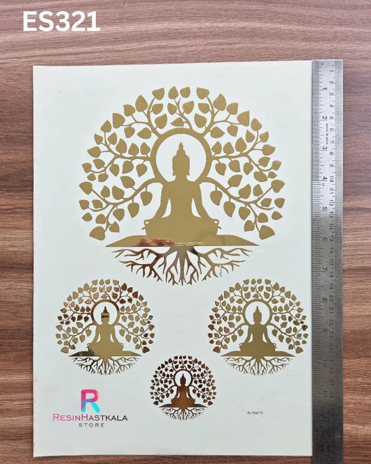 Mantra & God Bhagwan Golden Embossed Sticker – A4 Size (ES321)