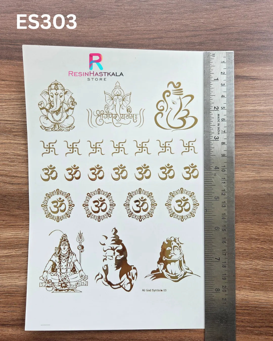 Mantra & God Bhagwan Golden Embossed Sticker – A5 Size (ES303)