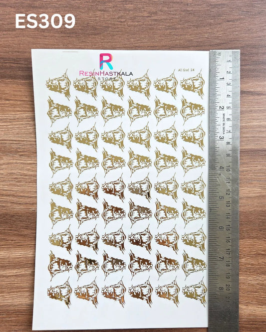 Mantra & God Bhagwan Golden Embossed Sticker – A5 Size (ES309)