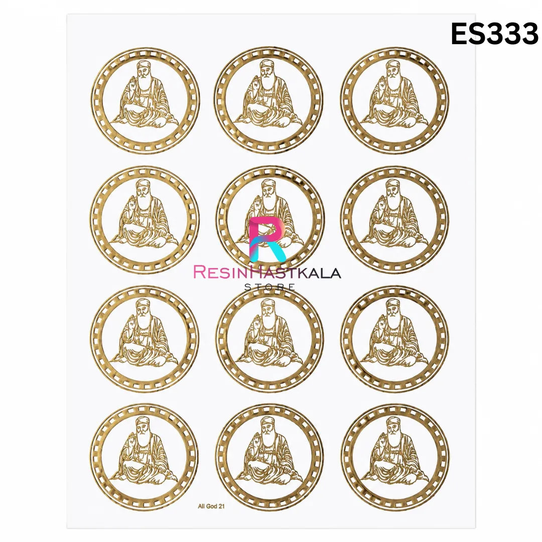 Mantra & God Bhagwan Golden Embossed Sticker – A5 Size (ES333)