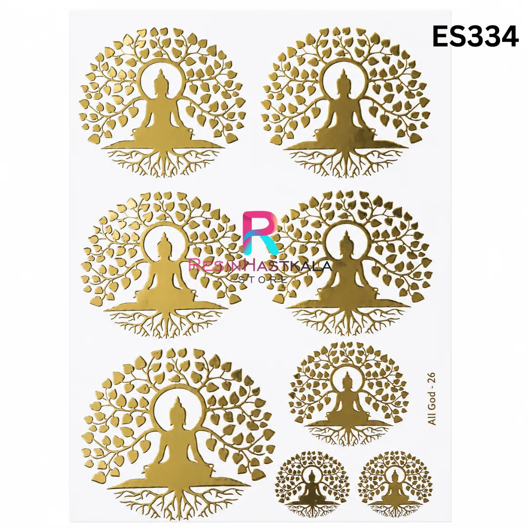 Mantra & God Bhagwan Golden Embossed Sticker – A5 Size (ES334)