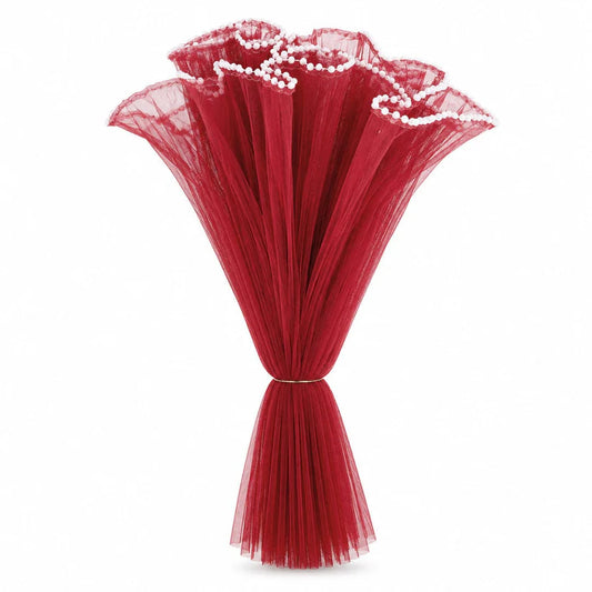 Maroon Bouquet Wrapping Net (2.25 Yards/Pack) for Flower Bouquets, Pipe Cleaner Flowers & Gift Wrapping