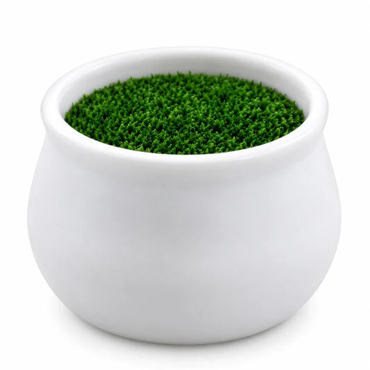 Mini Round Flower Pot with Artificial Grass – 6.5 × 4.5 cm