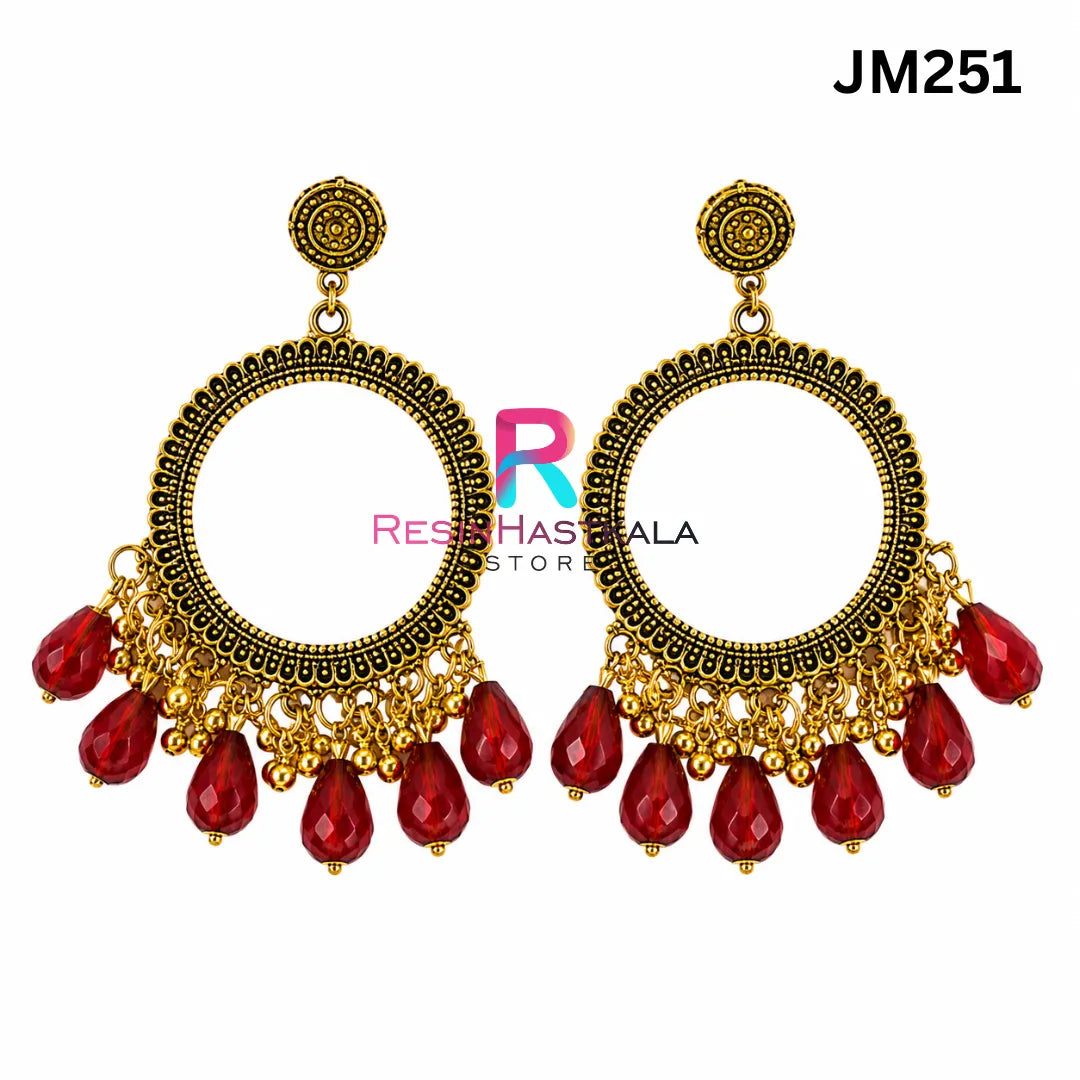 Mini Round Golden Bezel / Jhumka Bezel with Beads (JM251)