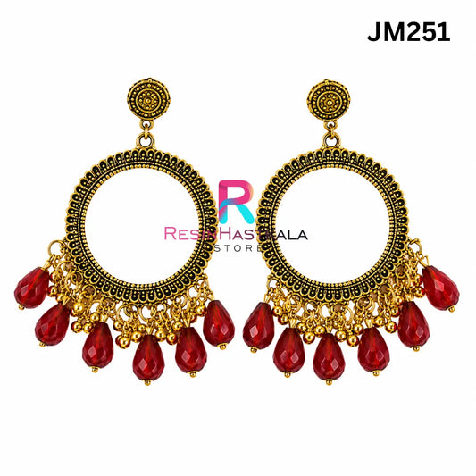 Mini Round Golden Bezel / Jhumka Bezel with Beads (JM251)