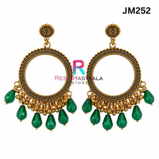 Mini Round Golden Bezel / Jhumka Bezel with Beads (JM252)