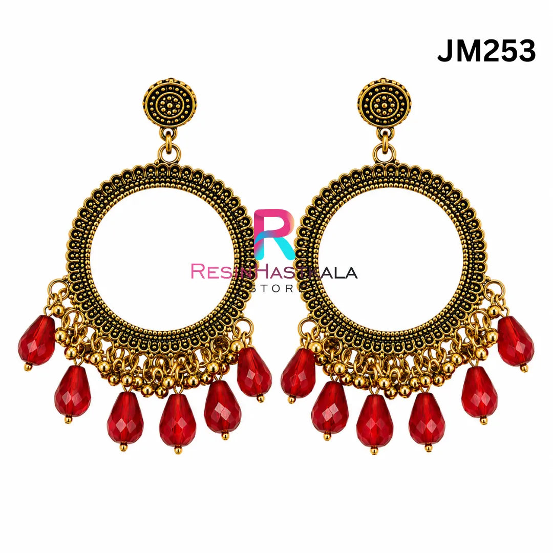 Mini Round Golden Bezel / Jhumka Bezel with Beads (JM253)