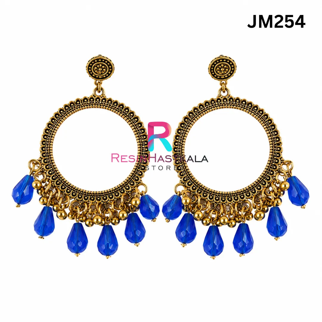 Mini Round Golden Bezel / Jhumka Bezel with Beads (JM254)
