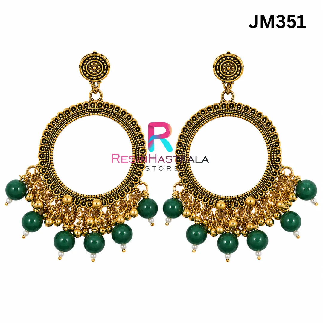 Mini Round Golden Bezel / Jhumka Bezel with Beads (JM351)