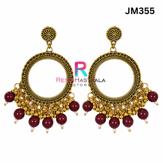 Mini Round Golden Bezel / Jhumka Bezel with Beads (JM355)
