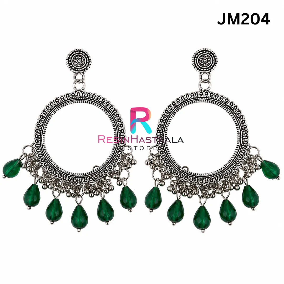 Mini Round Silver Bezel / Jhumka Bezel with Beads (JM204)