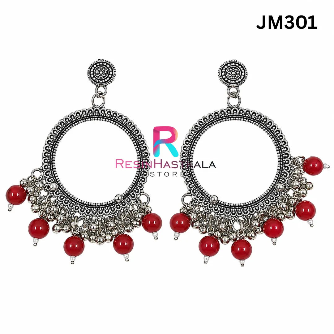 Mini Round Silver Bezel / Jhumka Bezel with Beads (JM301)