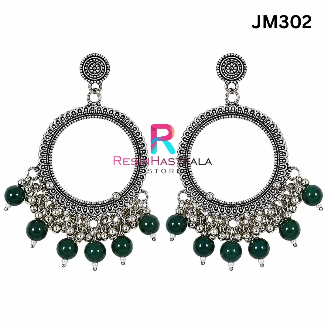 Mini Round Silver Bezel / Jhumka Bezel with Beads (JM302)