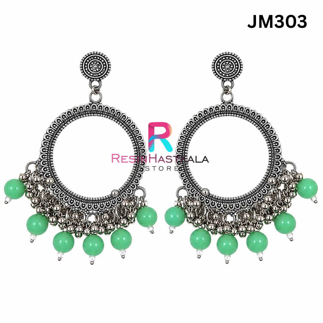 Mini Round Silver Bezel / Jhumka Bezel with Beads (JM303)