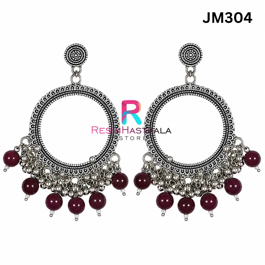 Mini Round Silver Bezel / Jhumka Bezel with Beads (JM304)