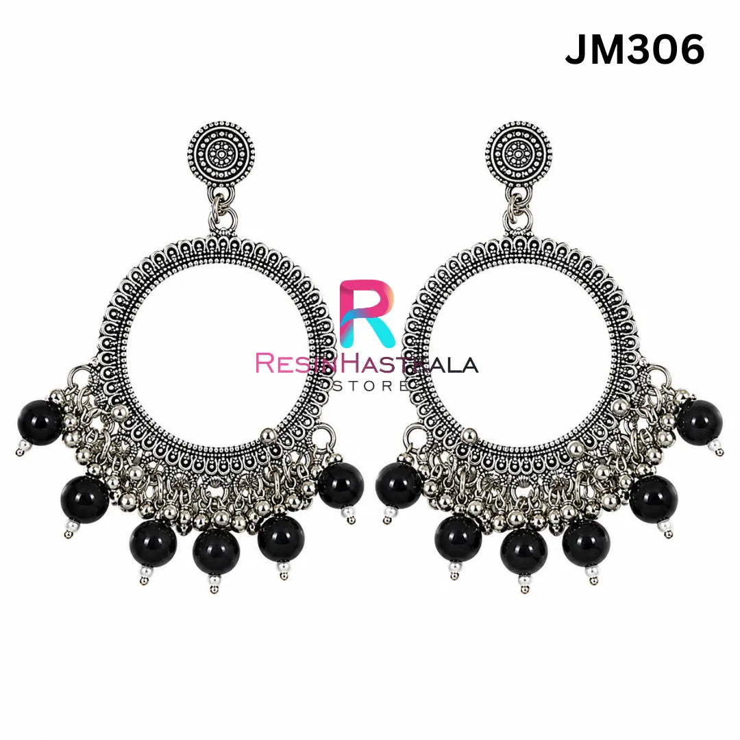 Mini Round Silver Bezel / Jhumka Bezel with Beads (JM306)