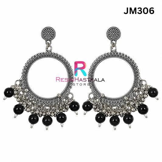 Mini Round Silver Bezel / Jhumka Bezel with Beads (JM306)