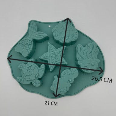 Ocean Animals Silicone Mould (Turtle, Seahorse, Octopus, Shell & Mermaid) for Resin, Soap, Chocolate & Cake