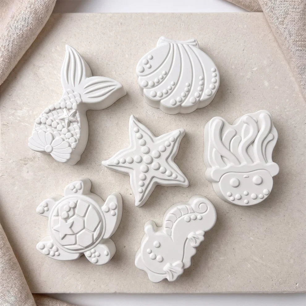 Ocean Animals Silicone Mould (Turtle, Seahorse, Octopus, Shell & Mermaid) for Resin, Soap, Chocolate & Cake