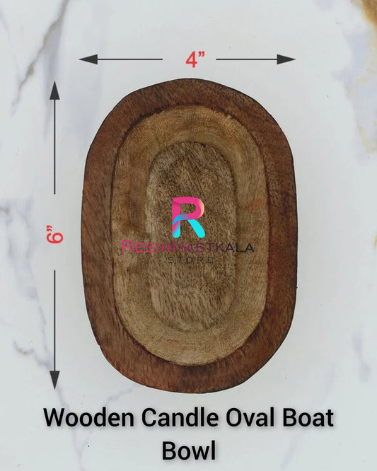 Oval Boat Wooden Candle Bowl