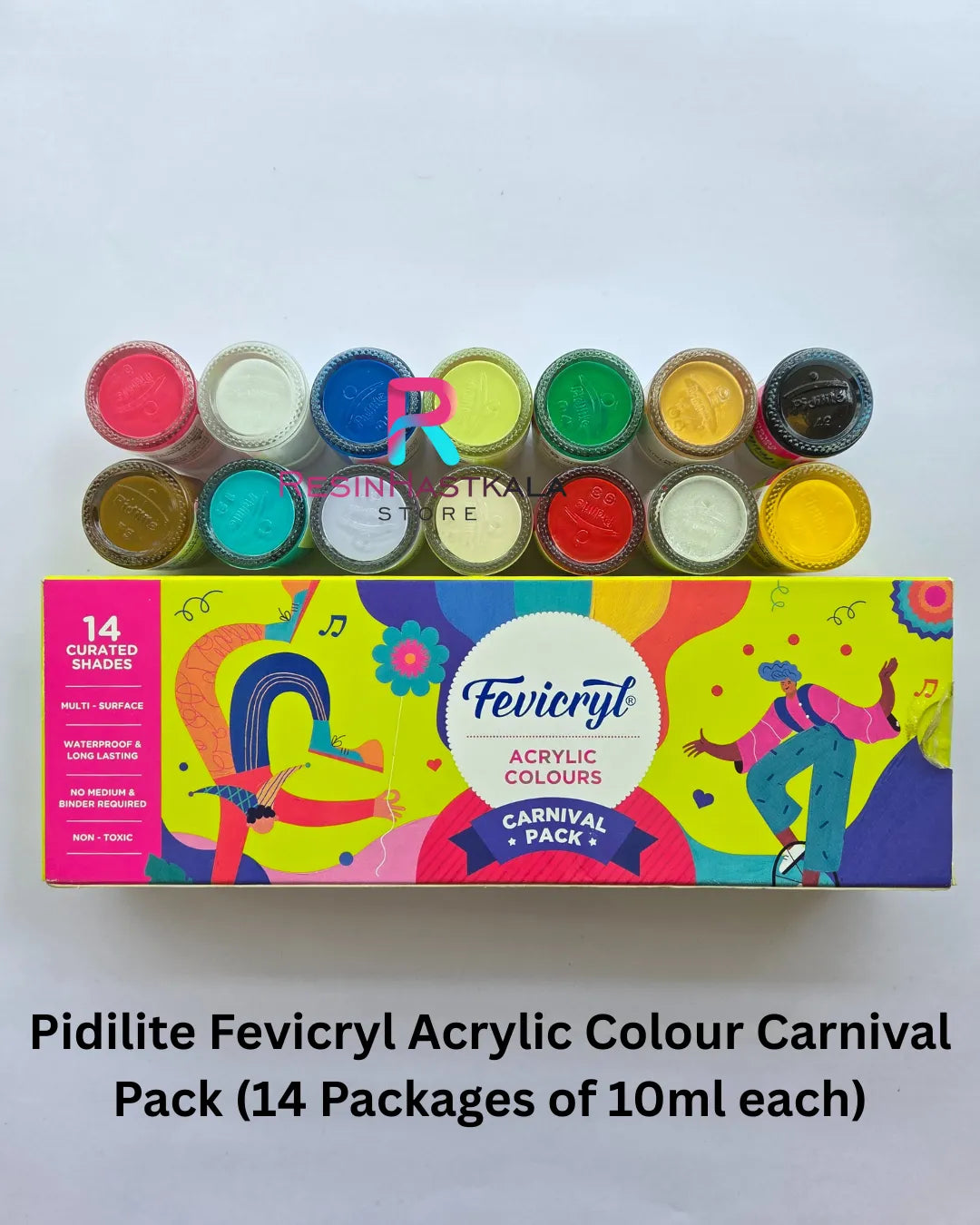 Pidilite Fevicryl Acrylic Colour Carnival Pack (14 Packages of 10ml each)