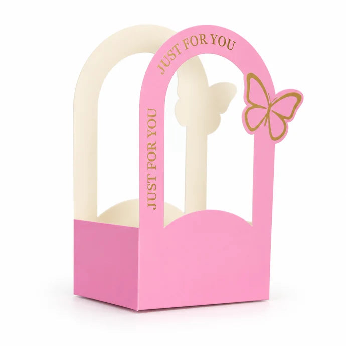 Pink Butterfly Floral Packaging Gift Box with Window – 29.5 × 18 × 10 cm