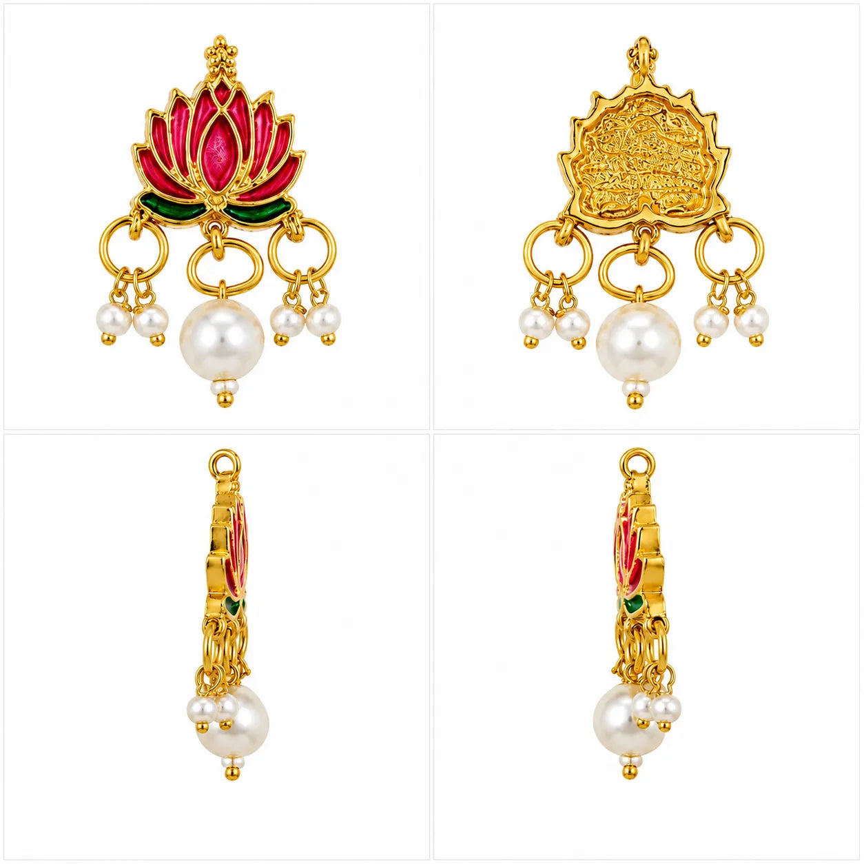 Pink Lotus Kundan Charm (1 Piece) for Jewellery Making, Rakhi, Bracelet, Necklace & Earring Making