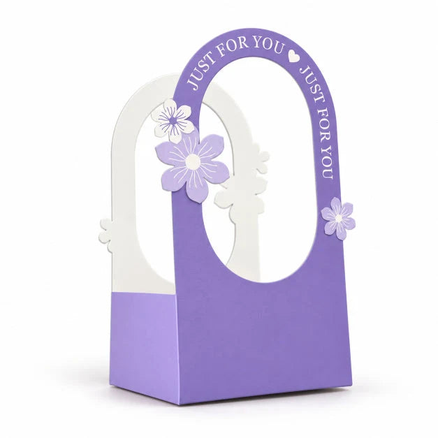 Purple Gift Box with Window – Floral Packaging Box | 25 × 13.3 × 13 cm