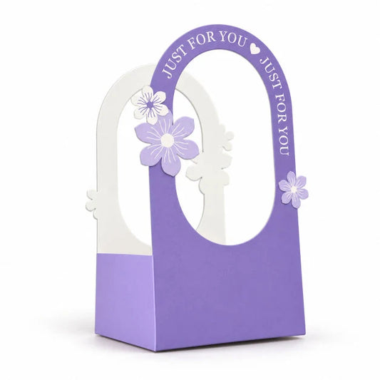 Purple Gift Box with Window – Floral Packaging Box | 25 × 13.3 × 13 cm
