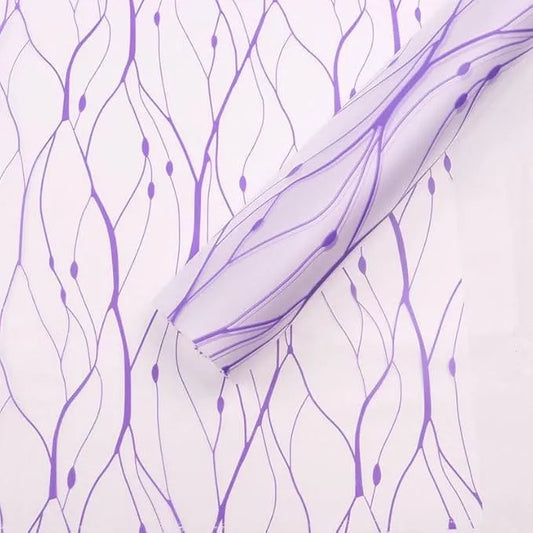 Purple Vine Pattern Bouquet Wrapping Paper – 5 Sheets for Flower Bouquets, Pipe Cleaner Flowers & Gift Packing
