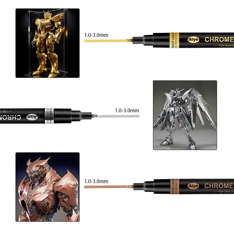 Gold Premium Chrome Permanent Metallic Marker Pen (1–3mm Chisel Tip) – Mirror Finish for Resin Art, DIY Crafts & Metal Touch-Ups