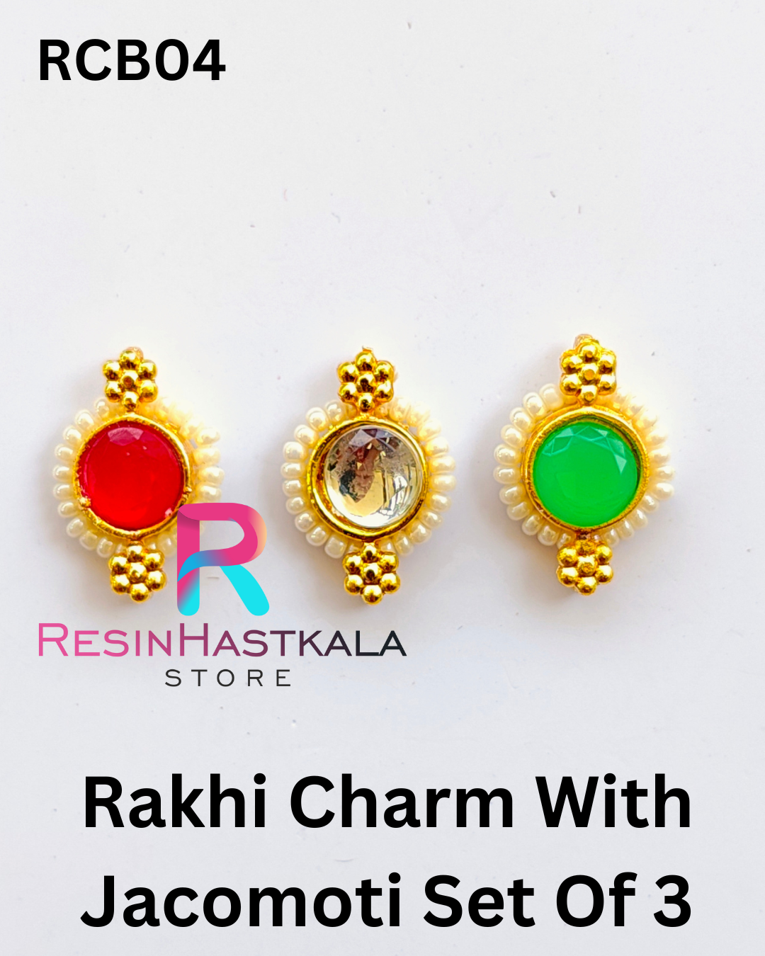 Rakhi Charm With Jacomoti Set Of 3 (RCB04)