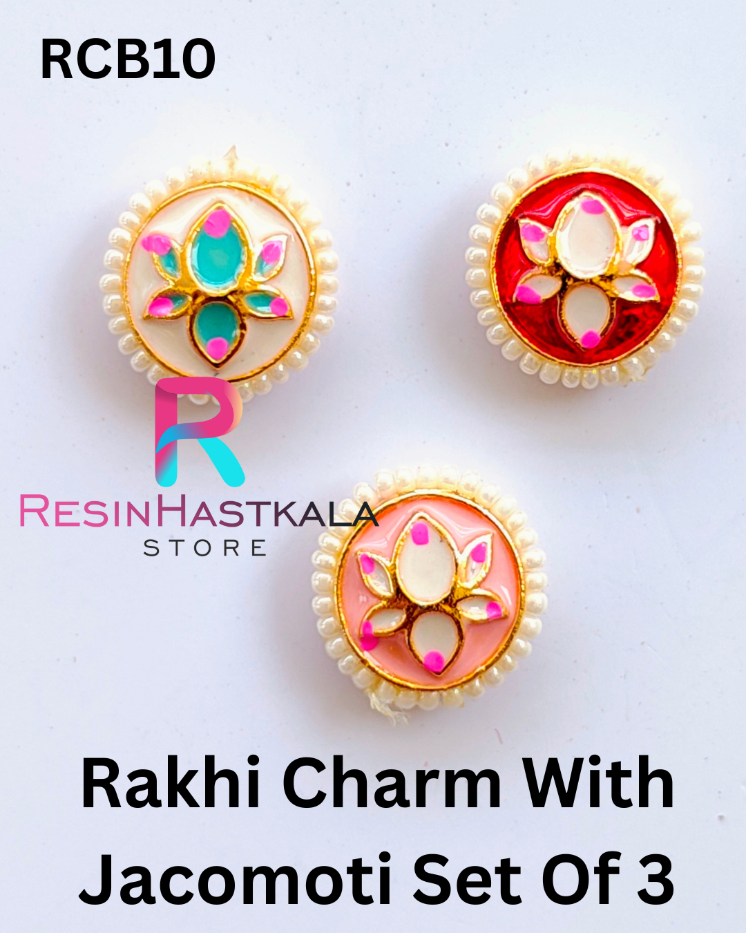 Rakhi Charm With Jacomoti Set Of 3 (RCB10)