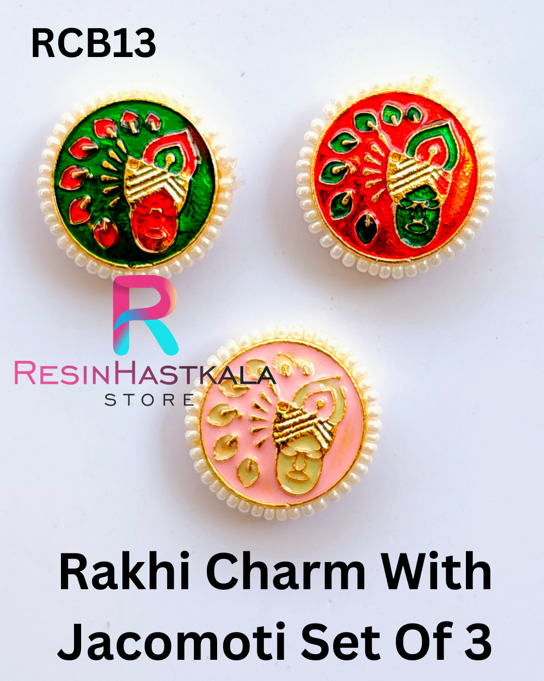 Rakhi Charm With Jacomoti Set Of 3 (RCB13)