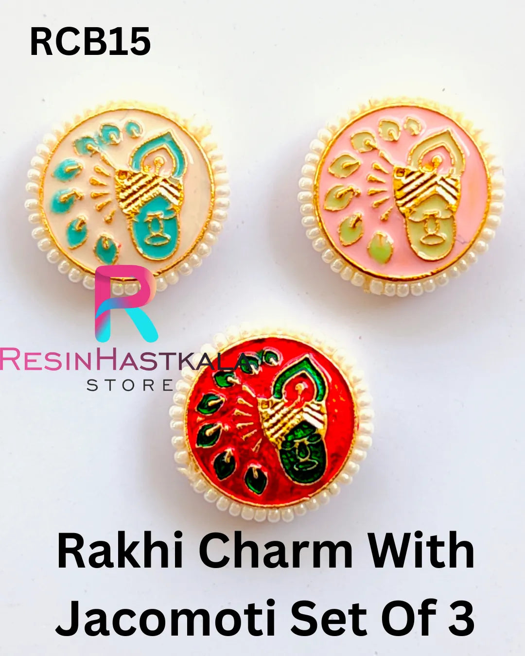 Rakhi Charm With Jacomoti Set Of 3 (RCB15)