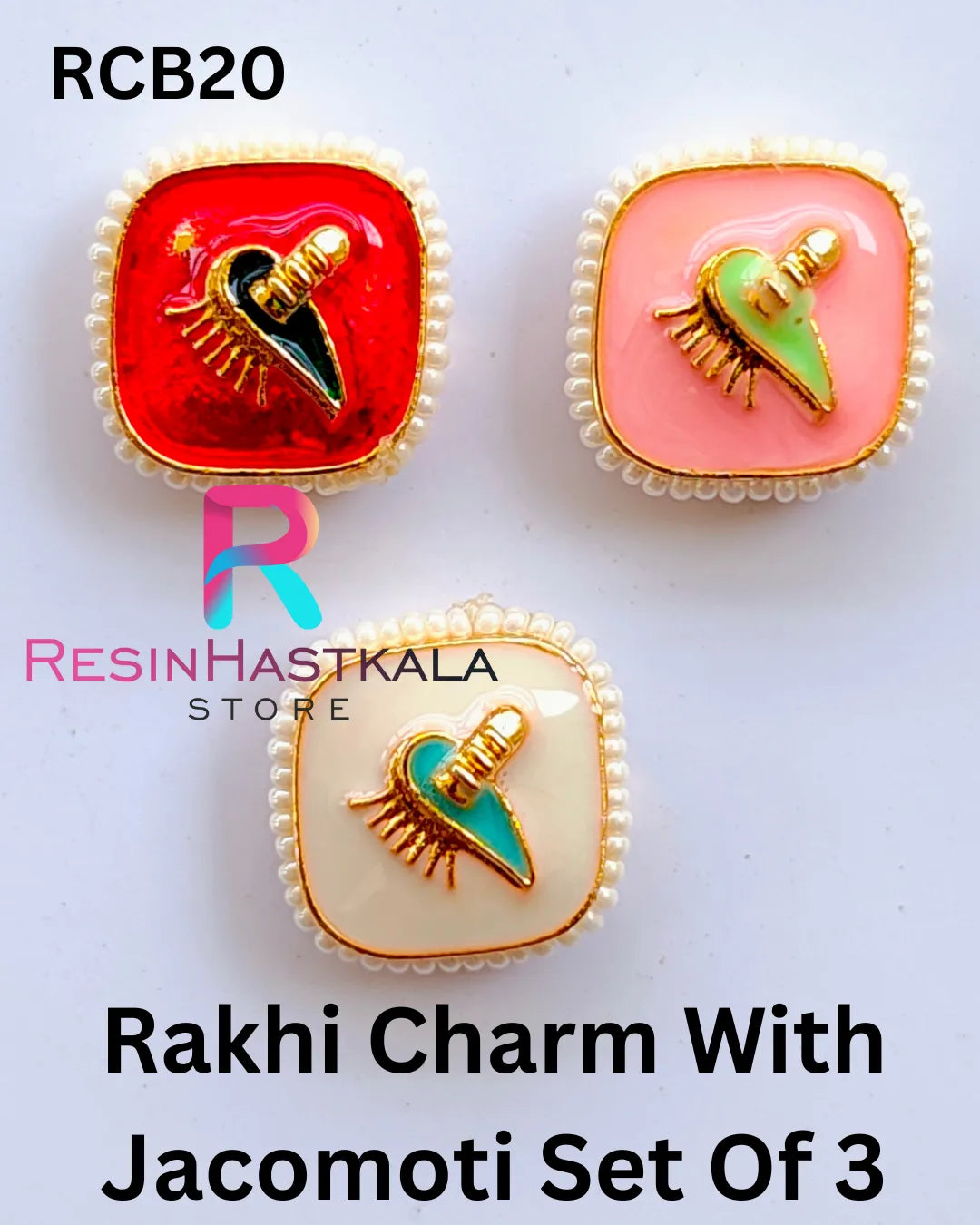 Rakhi Charm With Jacomoti Set Of 3 (RCB20)