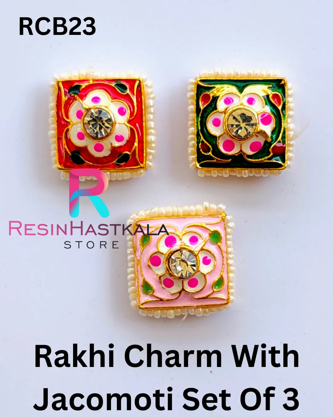 Rakhi Charm With Jacomoti Set Of 3 (RCB23)