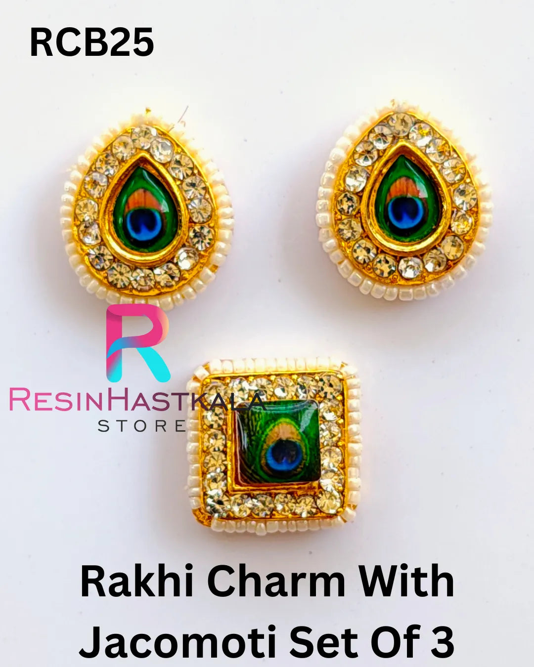 Rakhi Charm With Jacomoti Set Of 3 (RCB25)